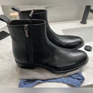 Magnanni Rocco Ankle Boots Black Leather Dual Side Zipper Mens Size 11
